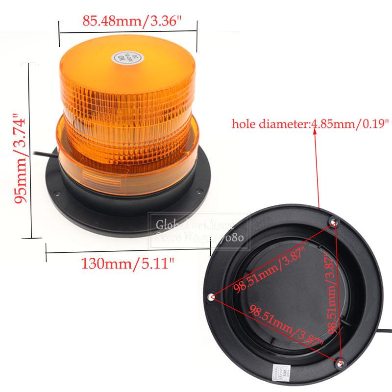12V-24V Magnetic Car LED Strobe Warning Light Emergency Vehicle Beacon Lamp Orange Blue Red Rotating Traffice Indication Flash