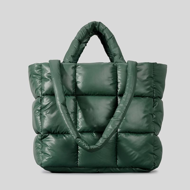 Moda Xadrez Acolchoado Bolsa Tote Designer Macio Puffy Mulheres Bolsas De Luxo Algodão Para Baixo Bolsas De Ombro Quente Inverno Bolsa Feminina