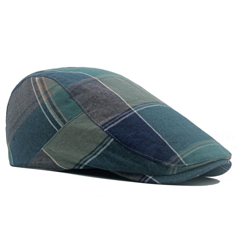 Spring Autumn Thin Beret Men's Cotton Plaid Forward Cap Outdoor Sun Hat Newsboy Cap Male Gatsby Painters Hats