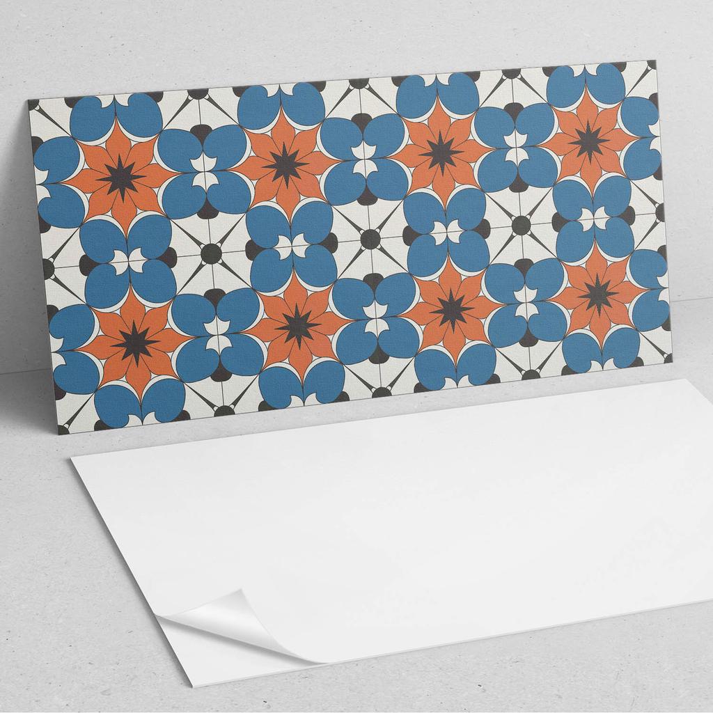 Self-adhesive Vinyl Decorative Panel With Print 100x50 cm Floral Pattern on the Background