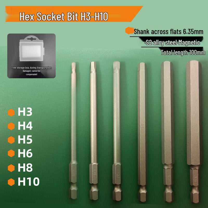 S2 Strong Magnetic Hex Socket Bit - High Strength, Shock Resistant for Hand Drills and Electric Screwdrivers