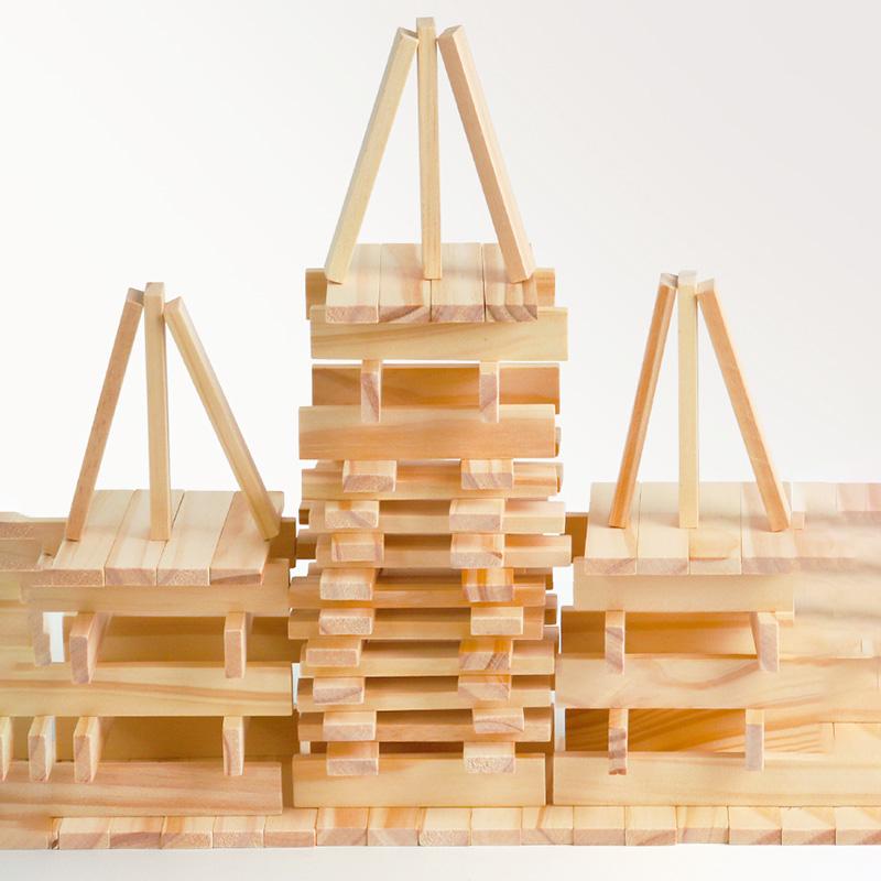 Bai Fen Bai Toys Classic 100Pcs Wooden Building Block Construction Kit Stacking Balance High Block Montessori Puzzle Toy For Toddler Kid Gift