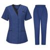 Women's Uniforms Quick Dry Fabrics V-Neck With Pockets Short Sleeves Long Pants Solid Color Workwear Suit