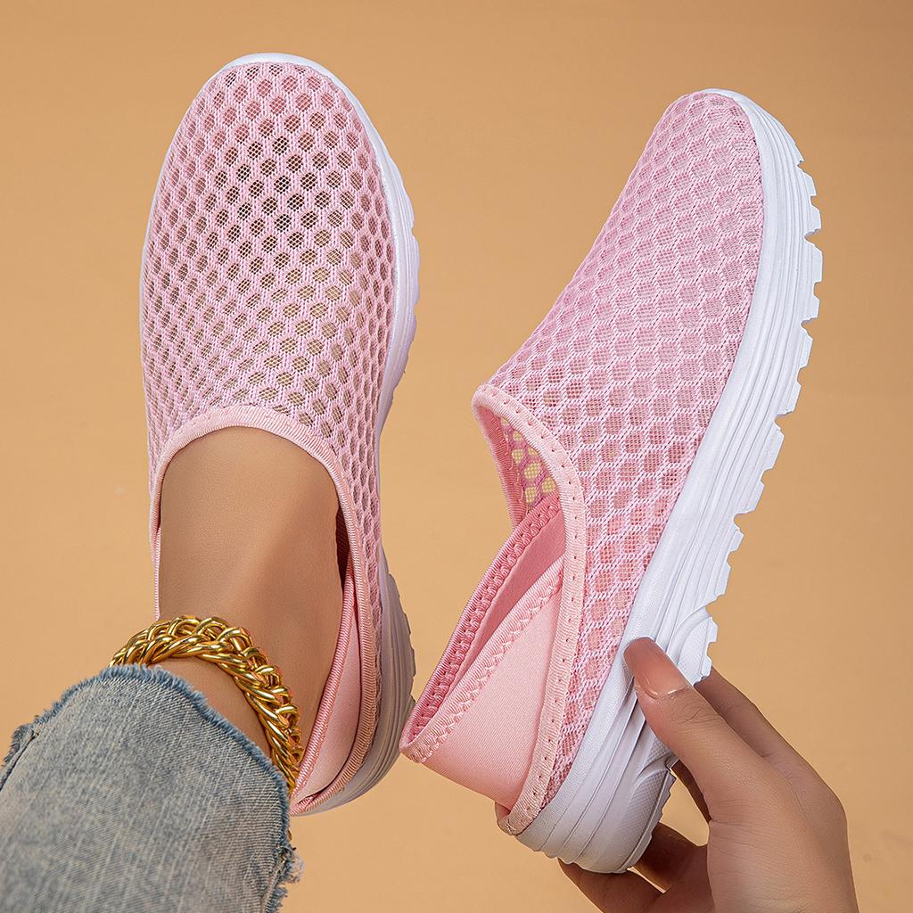 New autumn light and breathable trend casual and comfortable couple model one pedal mesh half slippers woman