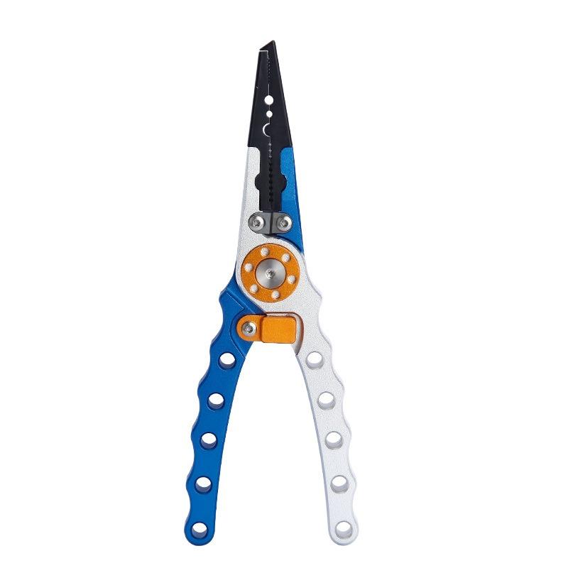 Booms Fishing X01 pince de pêche en aluminium pêche en eau salée multi-outils crochet dissolvant ligne de coupe et anneau fendu outils de pêche Blue
