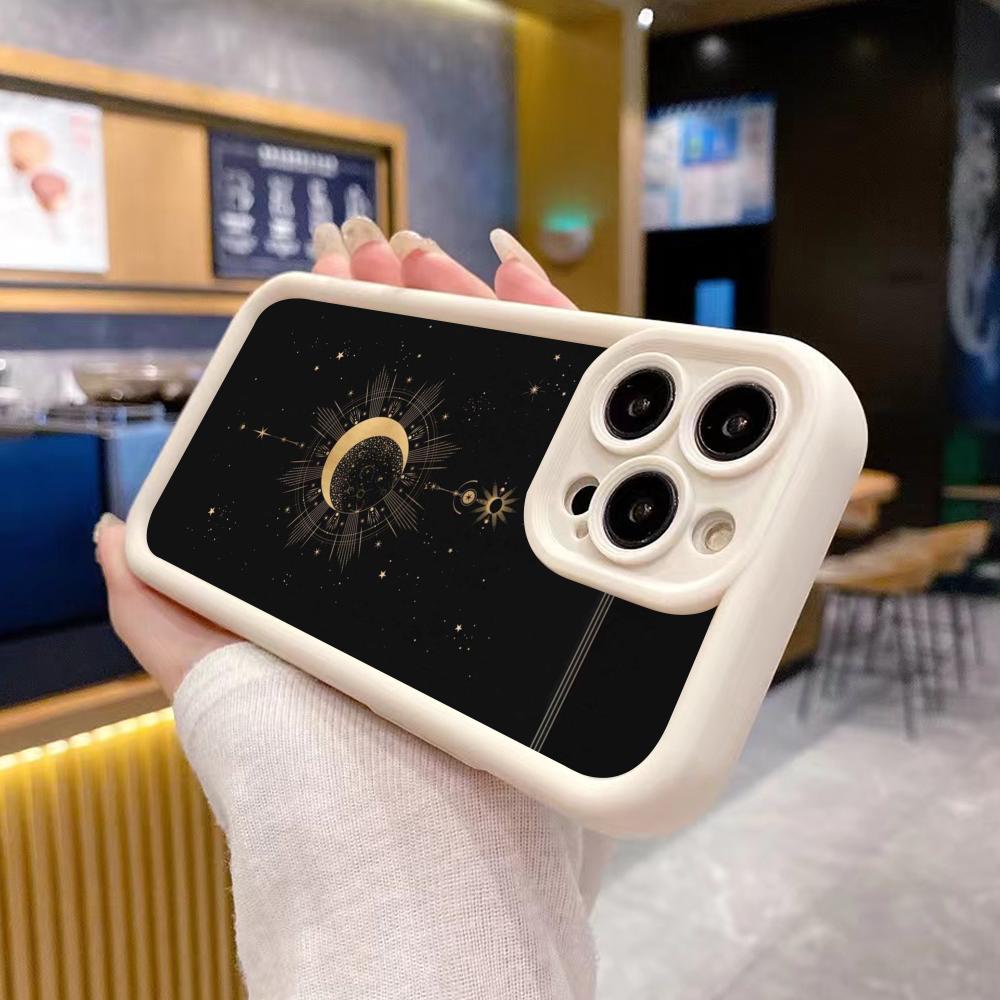 Sun Moon Mobile Cell Phone Case for iPhone 17 16 15 14 13 12 11 Air Pro Max Plus Thicken TPU Colorful Cover Pretty Luxury