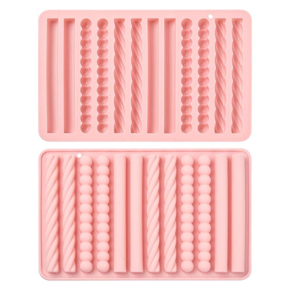 Silicone Chocolate Molds Strip Non-stick Fondant Mould Pretzel Stick Mold Cupcake Decoration