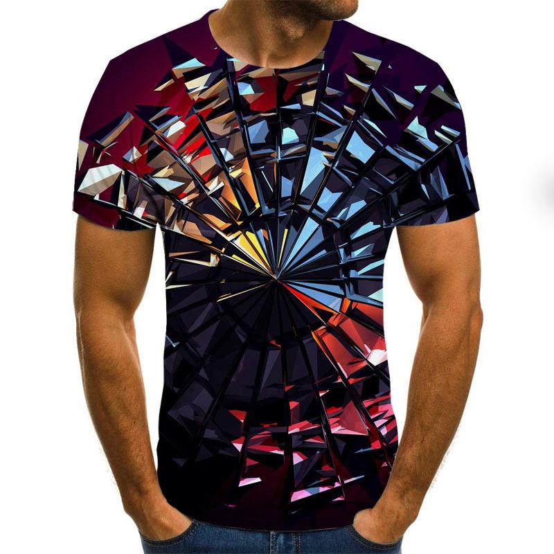 Casual Men's 3D Vortex Printed Short Sleeved Men's Summer 3D T-shirt