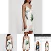 Sidefeel Women V Neck Halter Tropical Plants Printed Casual Dress For Elegant Summer Occasions