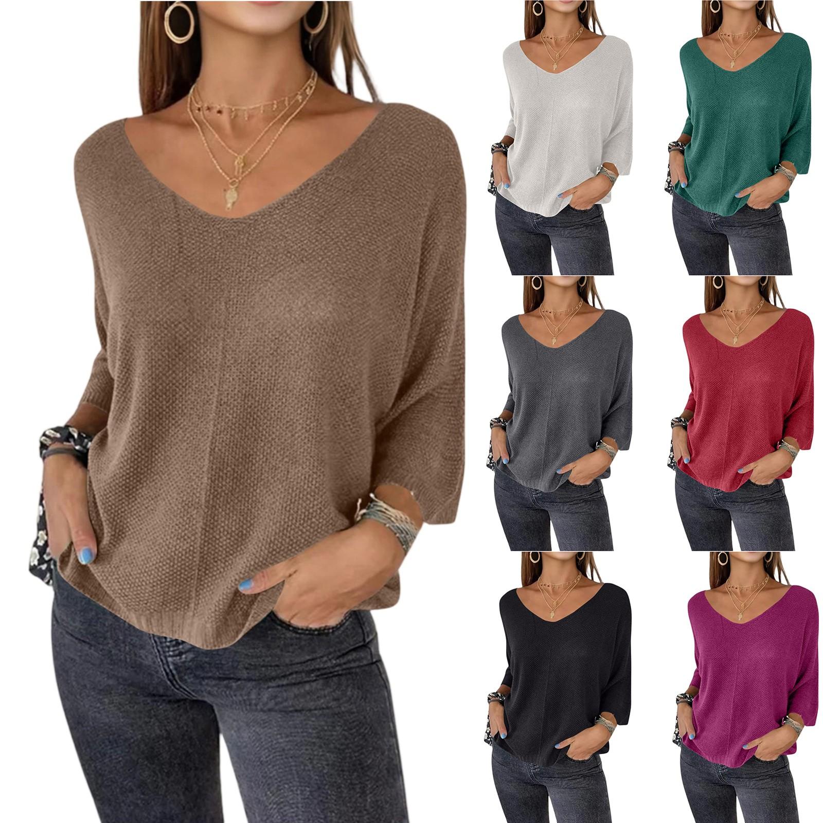 

Women s Fashionable V-neck Loose Top L білий