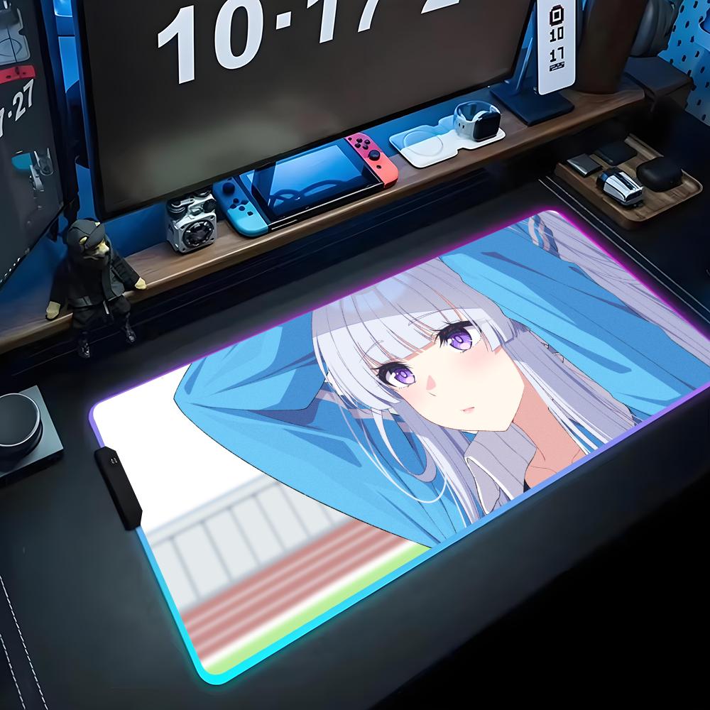 noa blue archive Mouse Pad RGB Gaming Mousepad Big LED Pad PC Desk Mat Luminous Mouse Pad Large Keyboard Mats Table Rug With