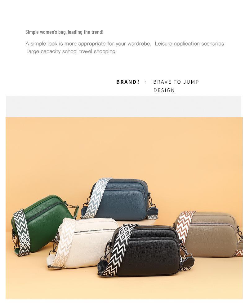 Women's Genuine Leather Crossbody Handbag - Trendy, Versatile, Small Square, Solid Color