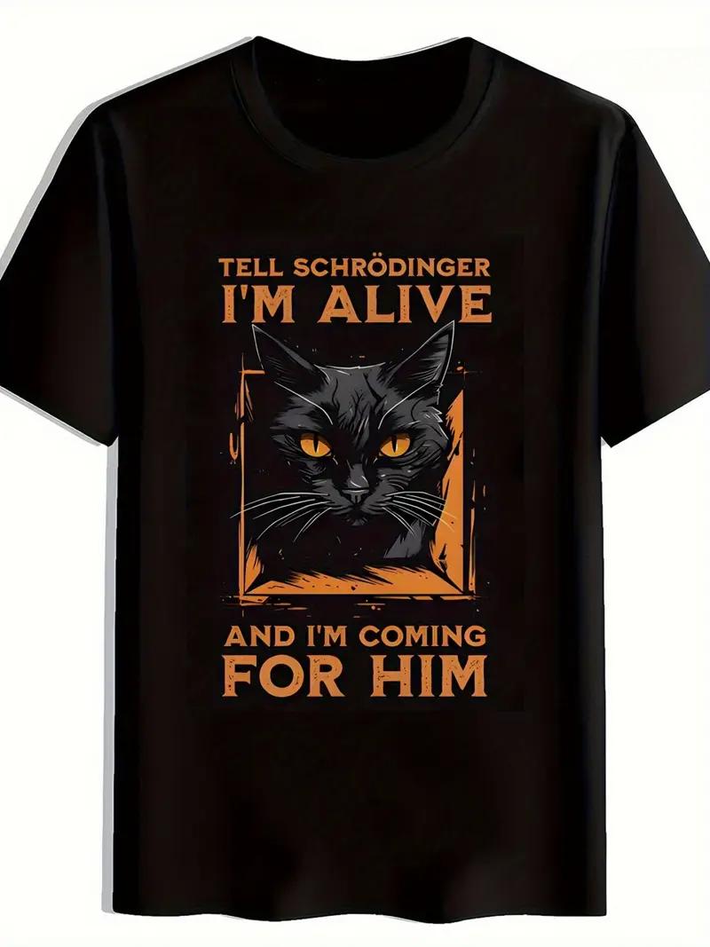

2026 Unisexs Tshirt Vintage Cat with Orange Eyes and Schrodinger Humor Meme Tee Hip Hop Women Harajuku Y2k Cotton Summer 4XL