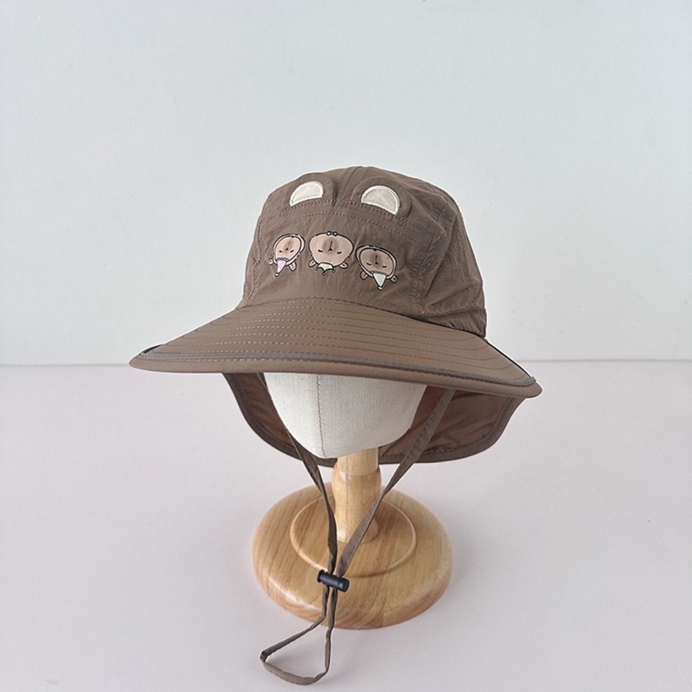 Windproof Rope Kids Shawl Sun Hat Breathable Baby Sun Protection Hat Capybara Fisherman Hat  Spring
