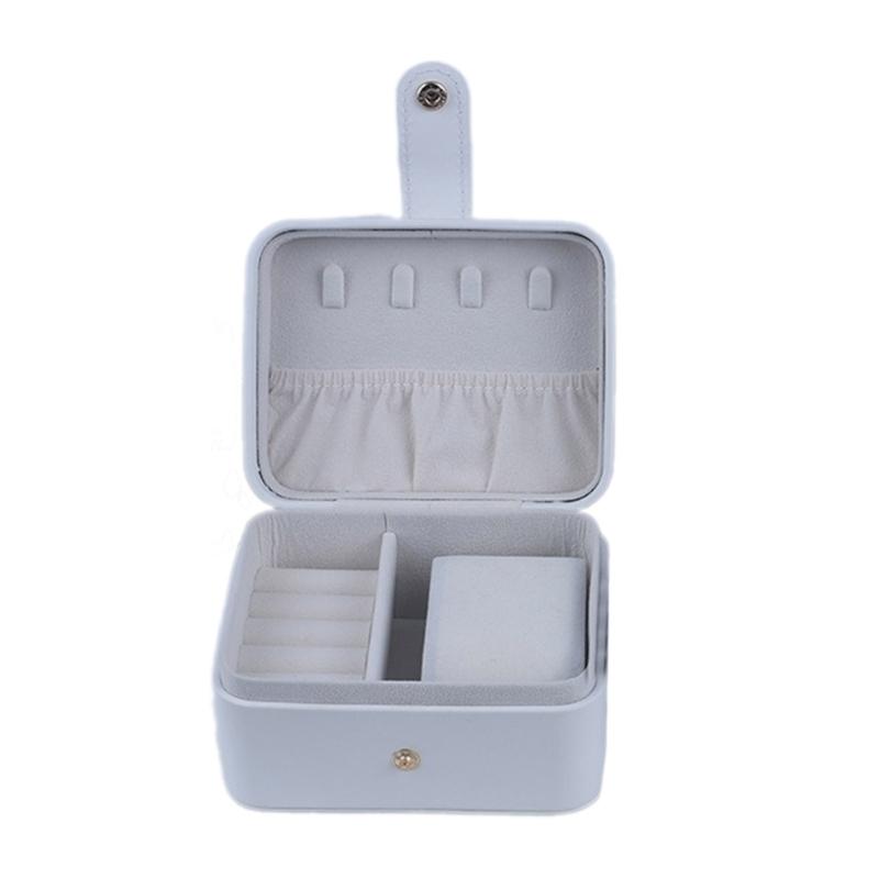 Mini Jewelry Organizers Soft PU Material Jewelry Storage Organizers Jewelry Storage Box Drawers Jewelry Box for Earrings белый