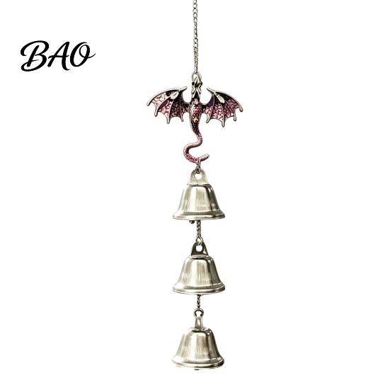 Entrance Door Hanging Retro Dragon Bells, Metal Flying Wind Chime, Rustic Christmas Home Decor Fantasy Outdoor Garden Ornament for Patio Porch