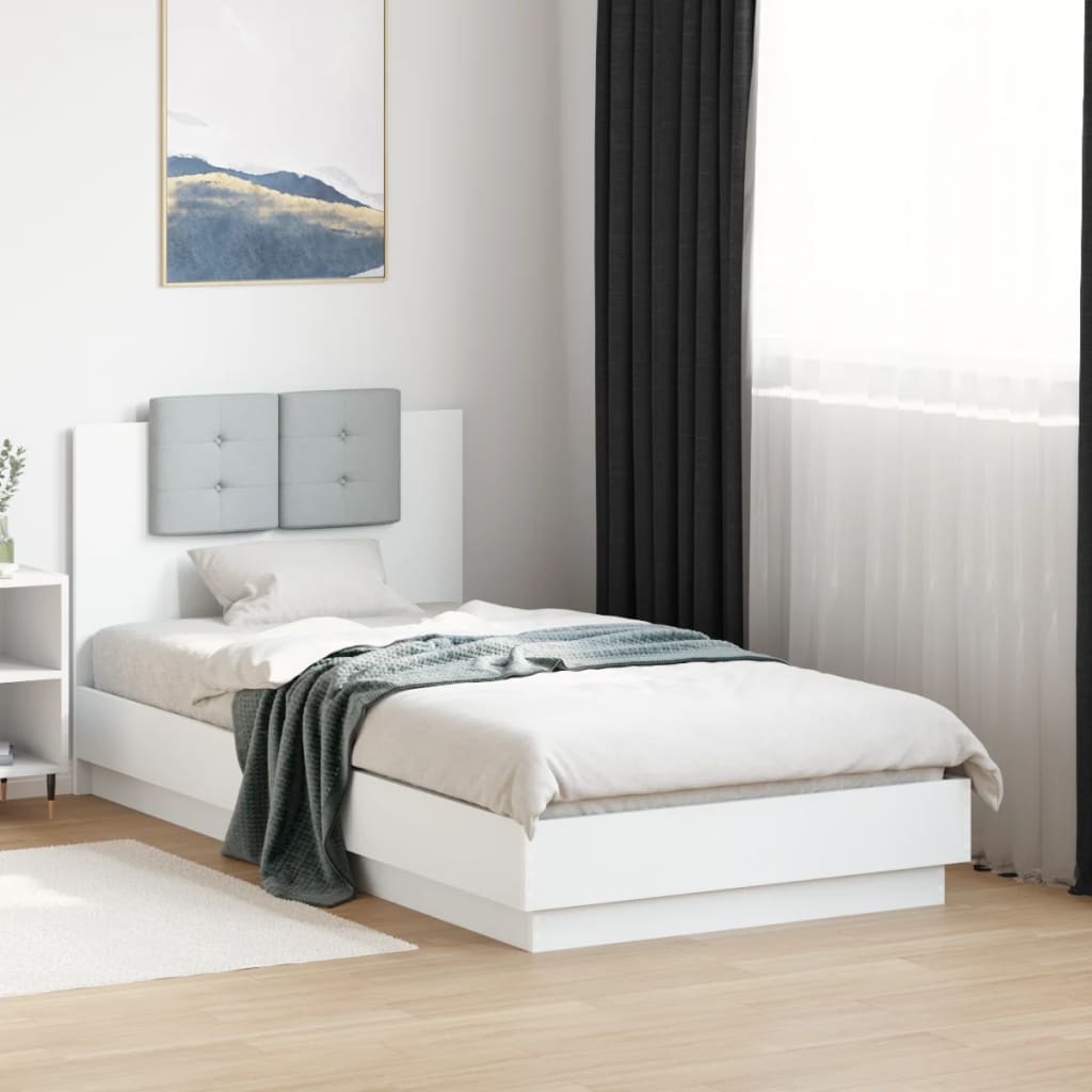 Bed Frame with Headboard White 75 x 190 cm Engineered Wood