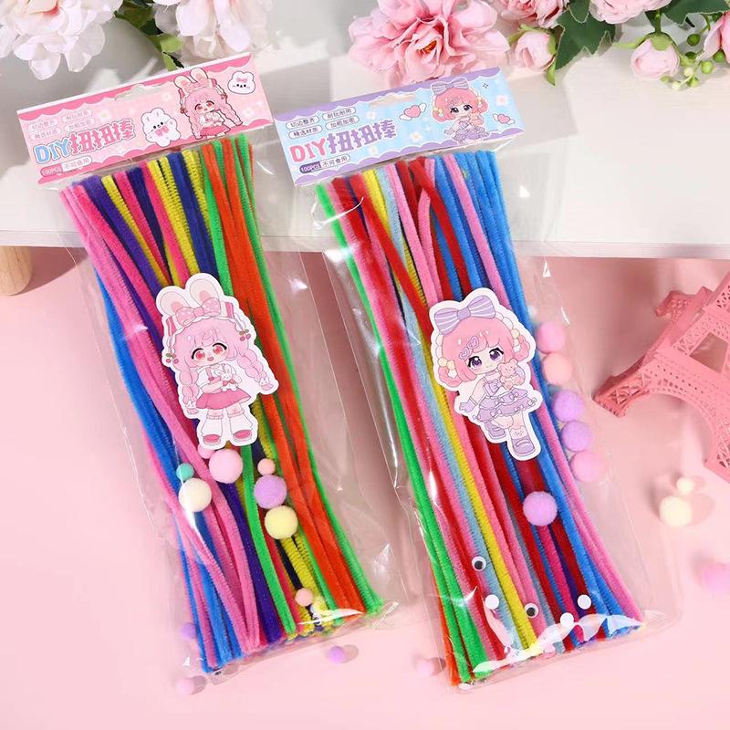 100-Pack Eco-Friendly Glitter Pipe Cleaners - DIY Educational Tinsel Chenille Stems for Kids