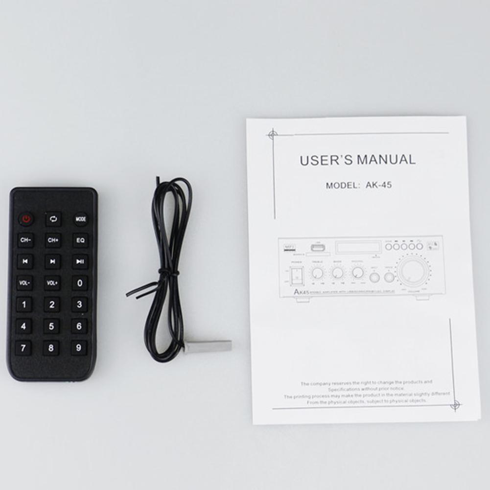 AK45 Audio Amplifier 40Wx2 2.0 Channel HiFi Stereo Amplifier Receiver 400Wx2 AC 90V-240V Bluetooth-compatible 5.0 for Home Car