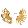 Women's Vintage Fan Leaf Shape Earrings Stud Temperament Gold Color Big Earrings Personality Simple Party Jewelry Gift