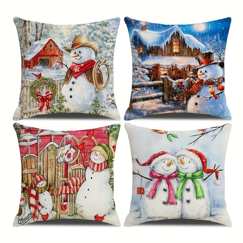 Christmas Snowman Cushion Cover - Decorative Options for Car or Sofa
