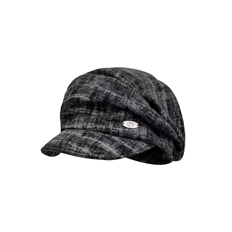 Japanese Retro Pleated Soft Brim Octagonal Hat for Women In Spring and Autumn Versatile Casual Mixed Color Painter Hat Showing Face Small Beret Hat