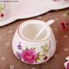 Kitchen Supplies Ceramic Seasoning Jar White Seasoning Tank with Lid with Spoon Pepper Salted Refined Sugar Seasoning Box