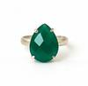 Green Onyx Pear Shaped Gemstone Ring, 925 Solid Sterling Silver, Bohemian Statement Jewelry