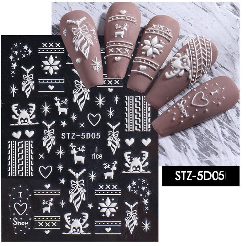 3D Floral Nail Art Stickers: Camellia & Tulip Embossed Adhesive Designs