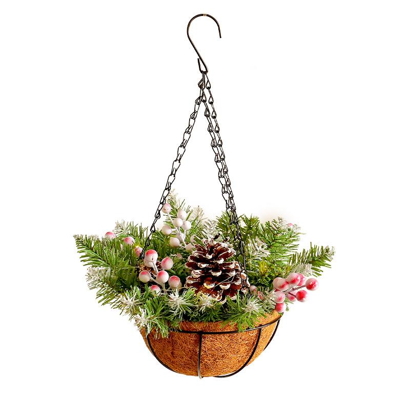 Stand Alone Christmas Basket Wreath Christmas Day Decorations Christmas Wreath Artificial Christmas Basket