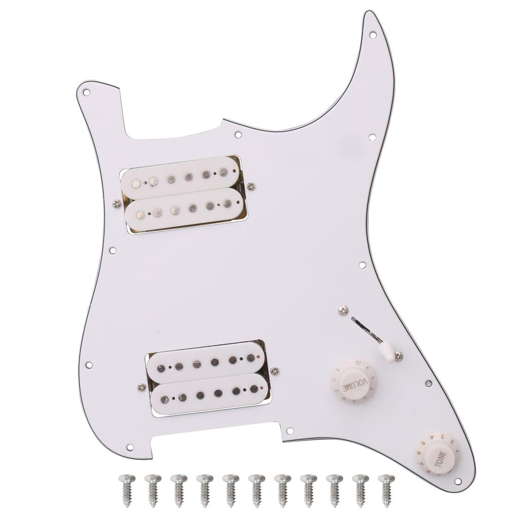 Yibuy White 11Hole Wired Plate Pickguard for HH Humbucker Guitar