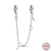 Real 925 Silver Stars & Moon Sunflower Safety Chains Spacer Beads Charms Fit Qikaola 925 Bracelets DIY Jewelry