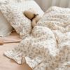 INS Princess Ruffle Edge Gauze 100% Cotton Pillow Case Breathable Duvet Cover Without Filler 3PCS Floral Home Bedding Set