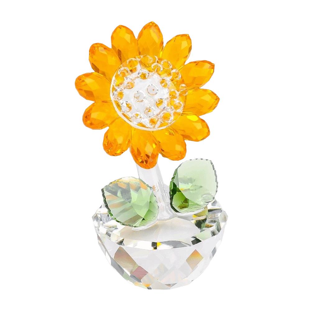 Cartoon Sunflower Ornament Plant Series Crystal Home Decoration Sunflower Figurine  Gift