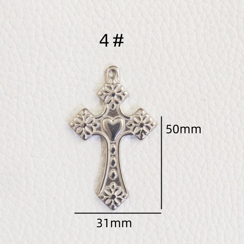Retro European Style Stainless Steel Cross Pendant for DIY Jewelry Making