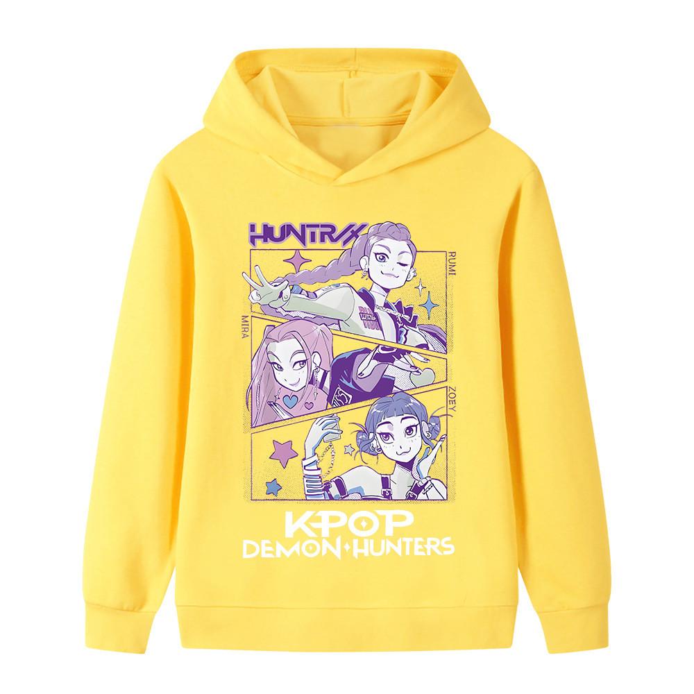 B1198 Kids Boys Girls Kpop Rumi Zoey Mira Print Long Sleeves Hoodie