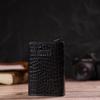 Unisex Tri-fold Automatic Cardholder Made of Genuine Leather with Crocodile Effect CANPELLINI 21930 Black