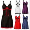 Plus Size Lace Babydoll Nightgown Women Sexy Bow Lingerie Sleep Dress with Adjustable Straps Sheer Mesh Nightwear for Honeymoon