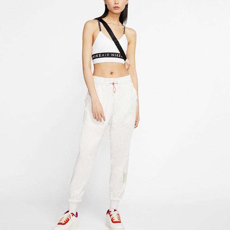 Nike Colorful Logo Print Drawstring Cuffed Knit Sports Pants Women Bottoms White CW4812-120