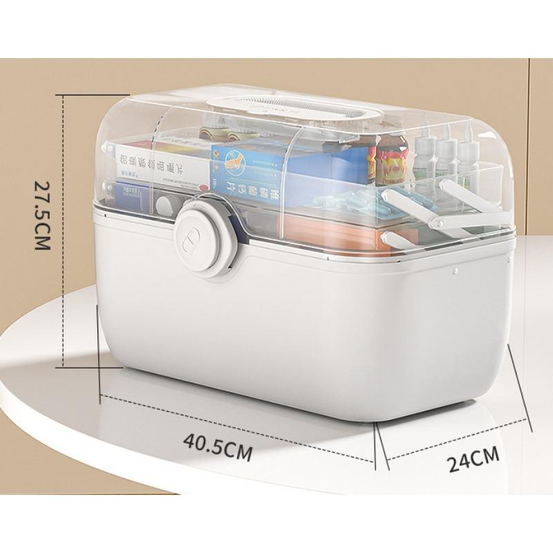 Family Size Portable Medicine Storage Box with Large Capacity and Multi-layer Compartment Adjustable Compartment and Secure Lock