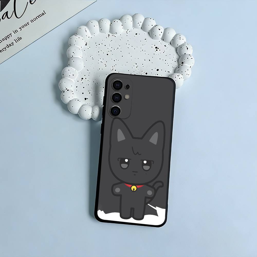 Cute-A-N-I-T-E-E-Z Black Soft Silicone Phone Case for Samsung S25, S24, S21, S22, S23, S30, Ultra, S20, Plus, FE, Lite