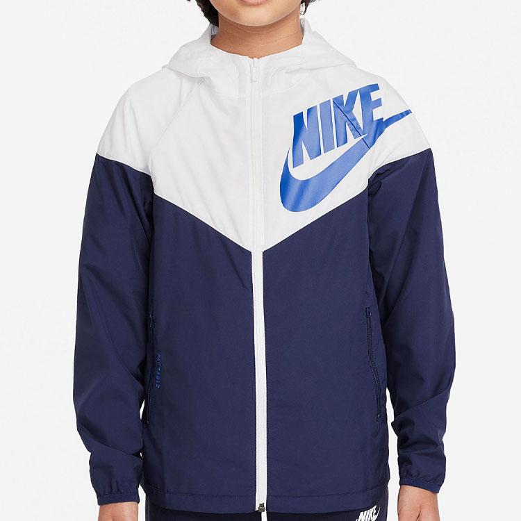 Nike Color Block Windbreaker Jacket With Logo Kids Jackets Blue DD2759-100