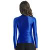 M-XL Women's Glossy Yoga Top: O Neck Long Sleeve Solid Color Slim Fit Breathable T-Shirt for Athletic Wear