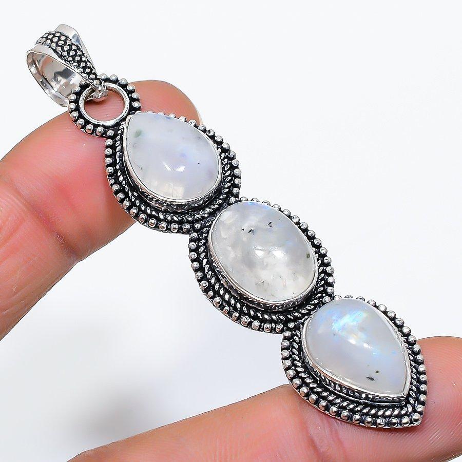 

Rainbow Moonstone Gemstone Handmade Jewelry Pendant 2.76 VR-4230