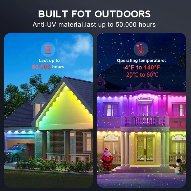 RGB Eaves Lights 30M Permanent Outdoor LED Light String Strip APP Smart DlY Auto Scene Lighting Effects Christmas Holidays Decor