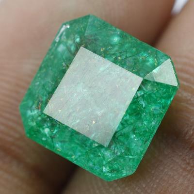 Naturalny Zielony Kolumbijski Szmaragd 6,5 ct Cięcie Kwadratowe Certyfikowany Kamień Szlachetny Luźny