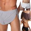 Solid Color Casual Men Elastic Waistband Split Shorts Underwear Home Sportswear