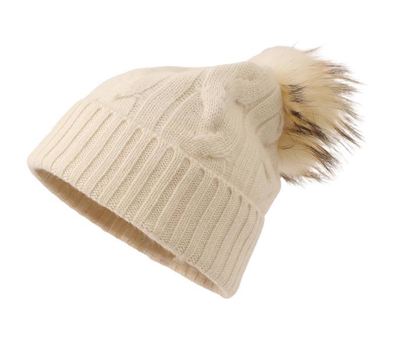2024 Women s Cashmere Cable Knit Pom-pom Hat - Warm Autumn/Winter Accessory One Size