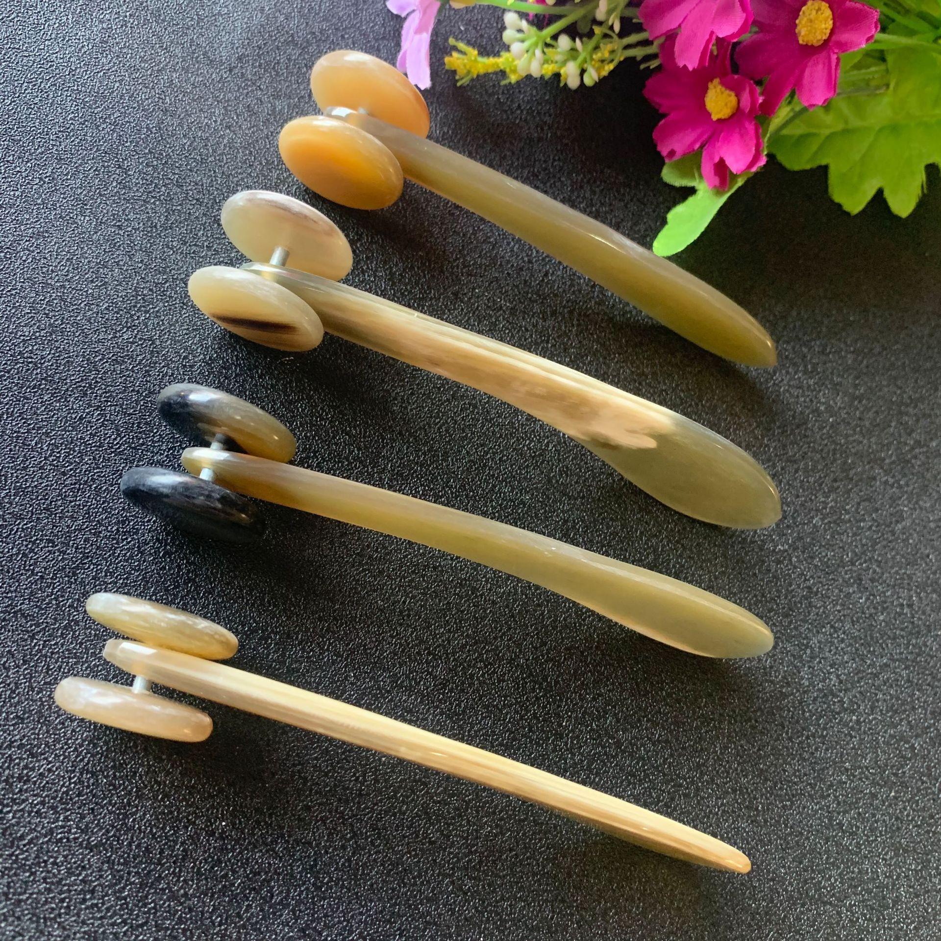 Double-Headed Ox Horn Facial & Body Massager with Beads