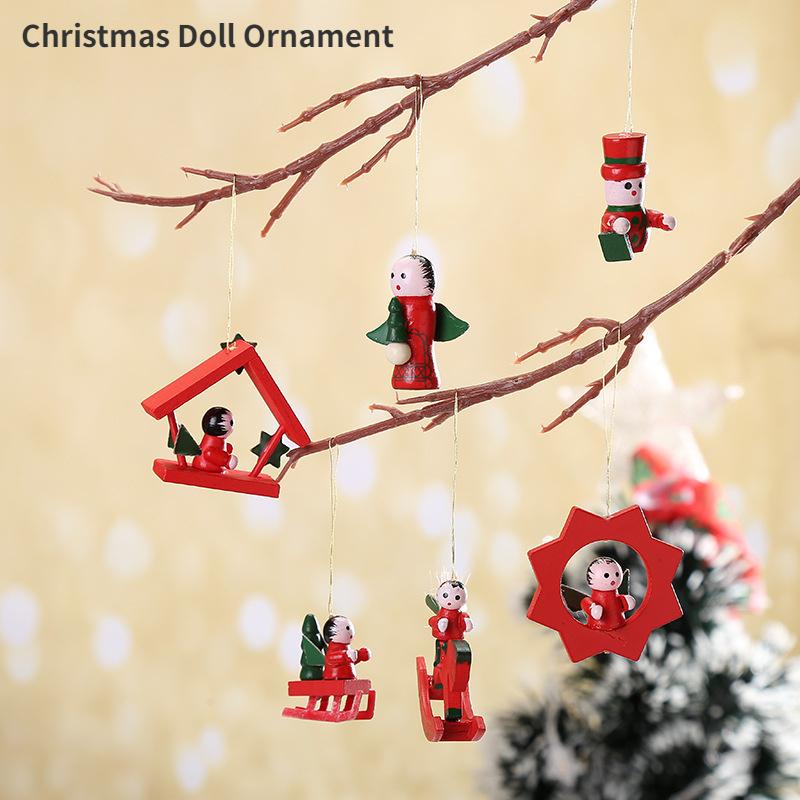 Set de 30 de Piese Ornamente de Crăciun Păpuși Cutie Cadou Toppere Rustice din Lemn pentru Pomul de Crăciun, Nu Necesită Electricitate sau Baterii